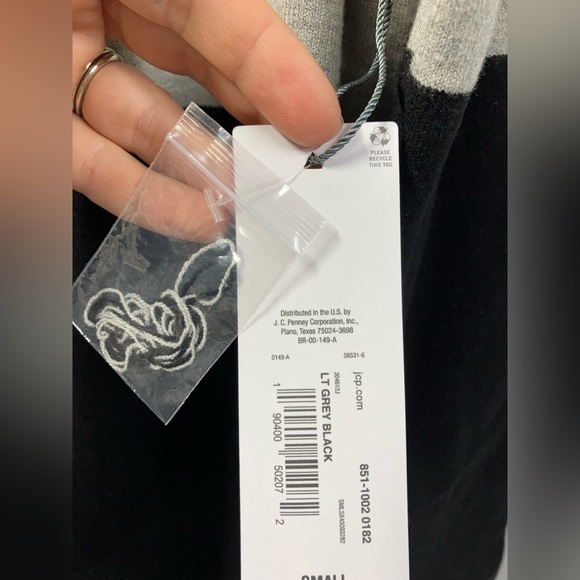 Liz Claiborne Open Front Long Cardigan Colorblock Womens SZ SM black & grey NWT - Picture 6 of 10